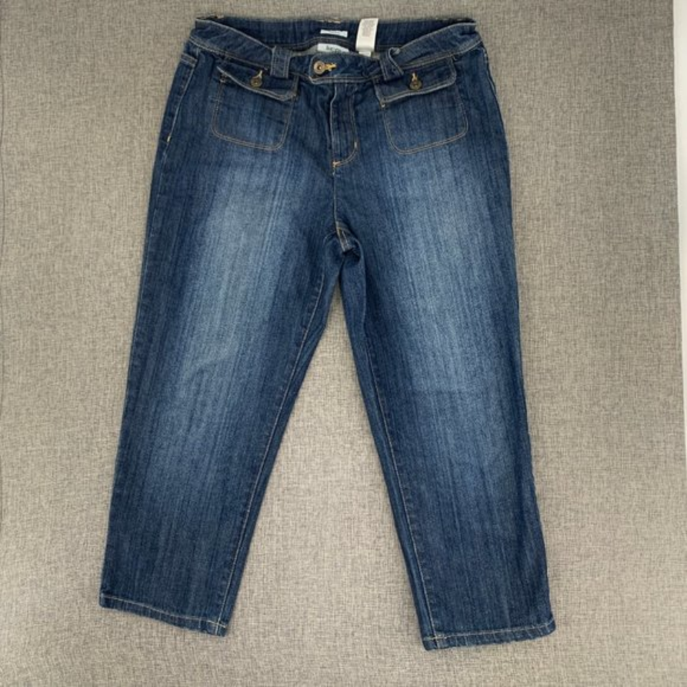 Liz & Co Stretch Cropped Denim Jeans Size‎ 10 Mid Rise 99% Cotton 1% Spandex
